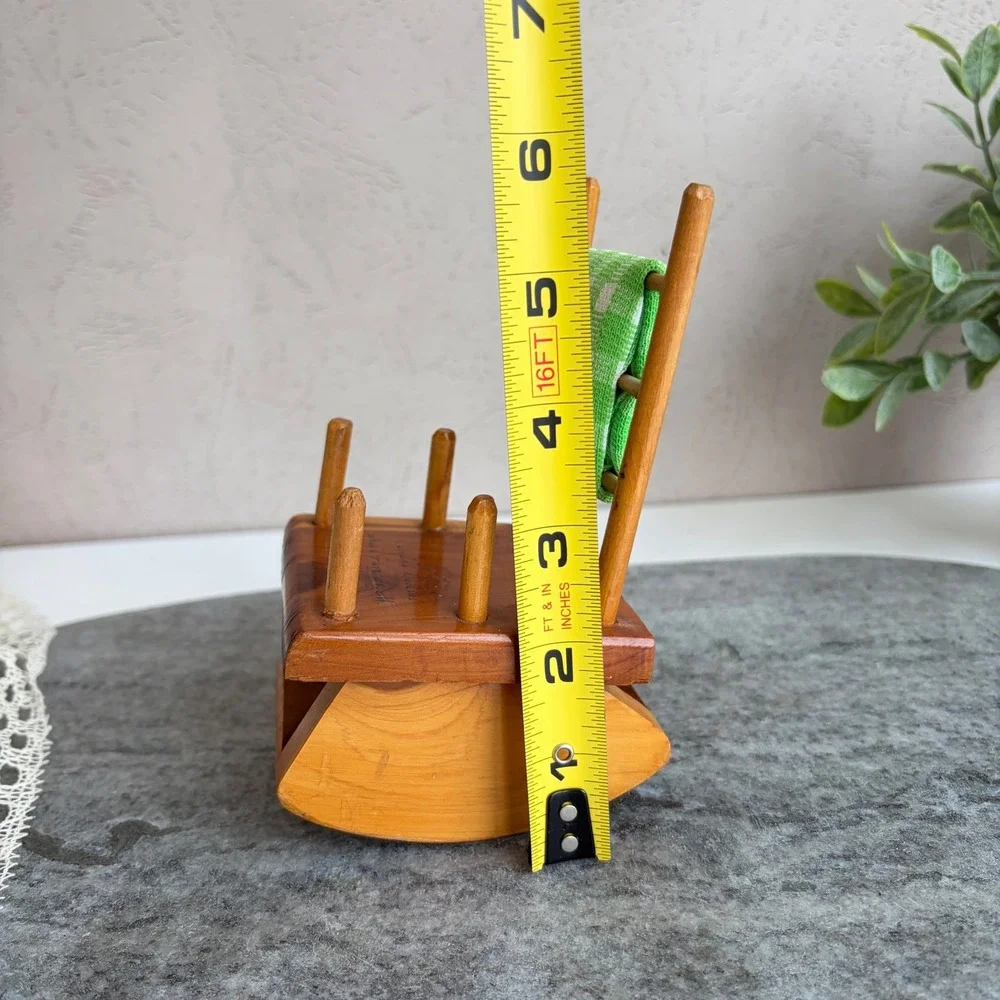 Vintage Carlsbad Caverns Wooden Rocking Chair Pin Cushion and Bobbin Holder